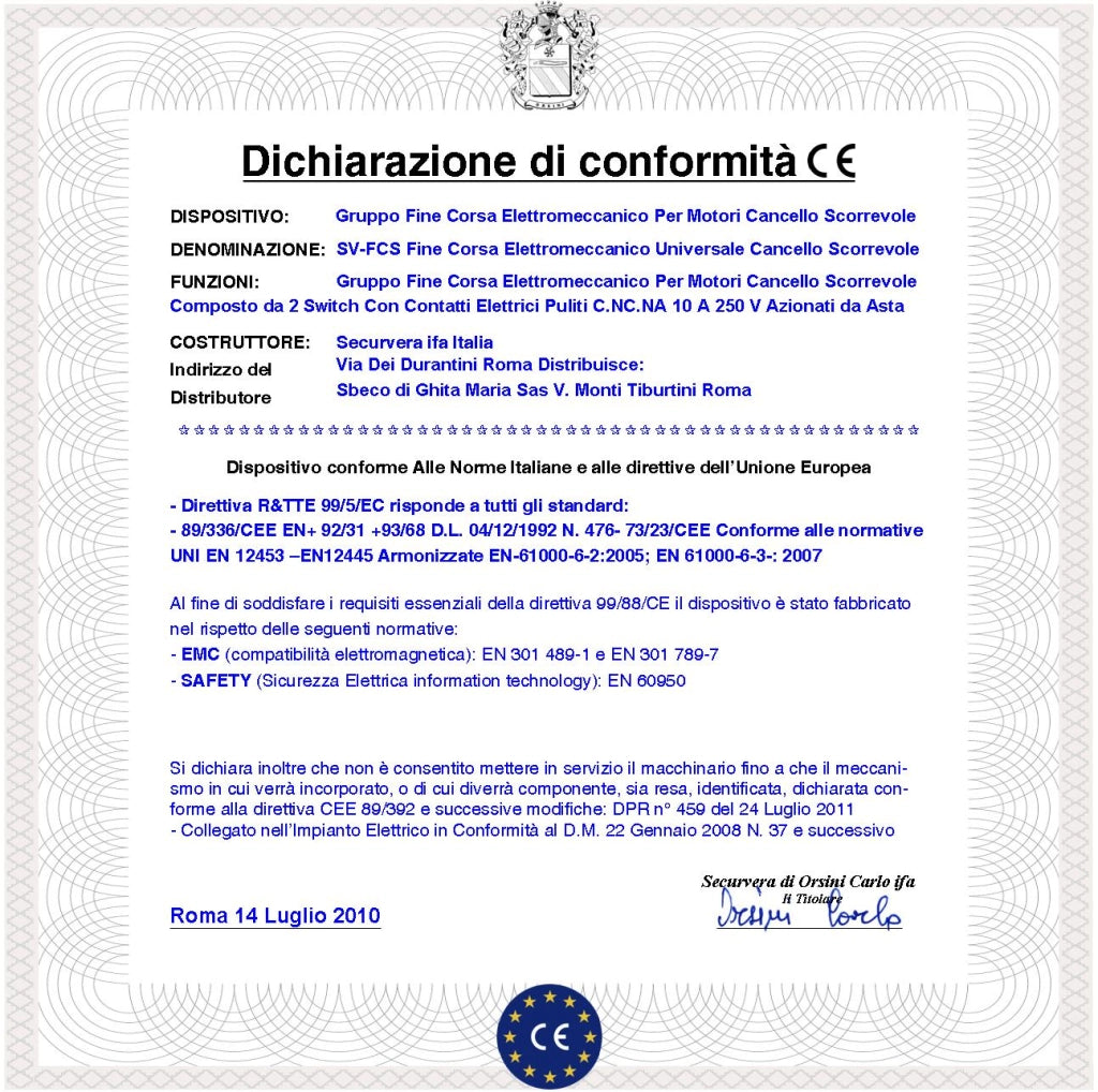 Fine Corsa per Motori Cancello Scorrevole Geko Simply Carrera 9025/1 Composto da 2 Microswitch Contatti a Scambio Carico 10 A 250 V Gruppo Elettromeccanico Supporto in ABS Asta di Comando a Molla