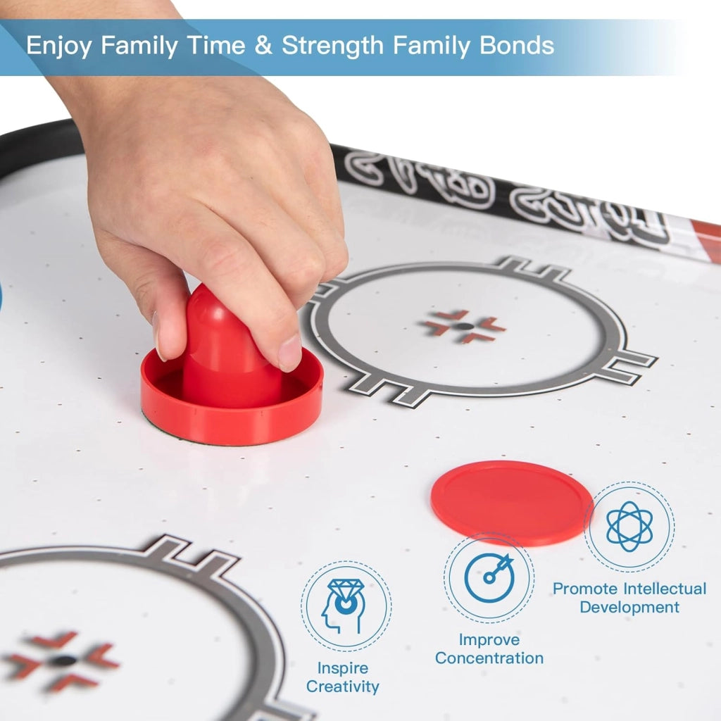Tavolo Air Hockey, Set Tavolo da Air Hockey con Segnapunti LED Elettronico, 2 Dischi, 2 Palette, 2 Porte, Gioco Divertente per Bambini e Adulti, 110 x 59 x 31 cm