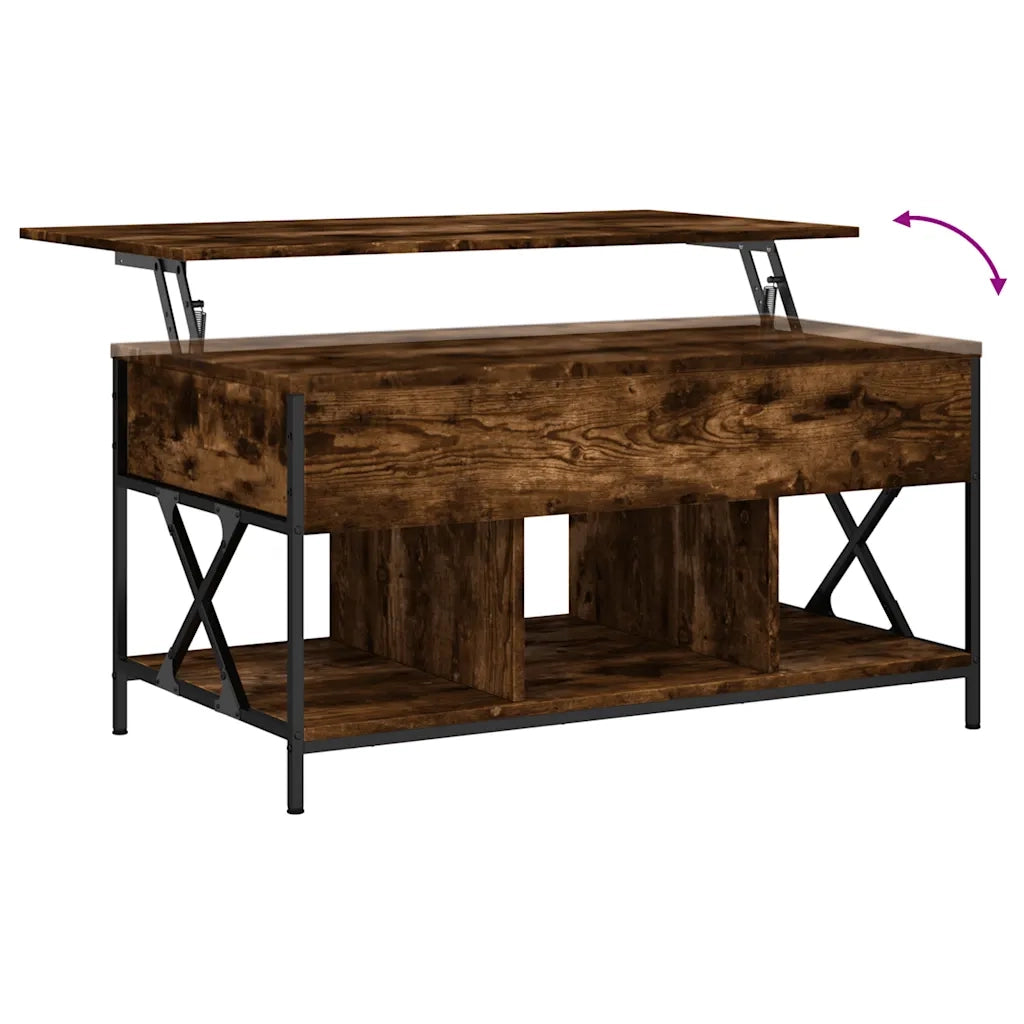 Tavolino salotto | Tavolino da caff¨¨ | Tavolino da Soggiorno Rovere Fumo 100x55x50 cm Multistrato e Metallo