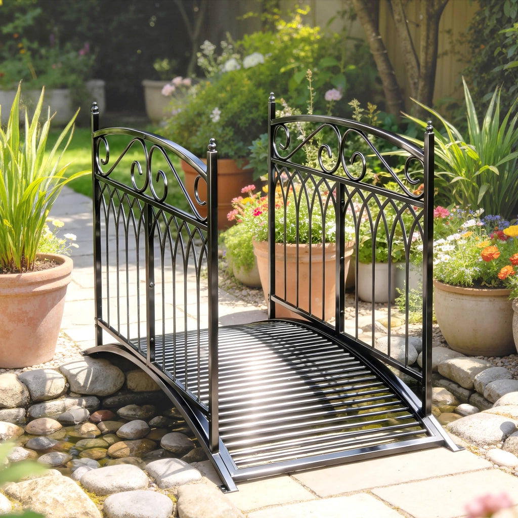 Ponticello da Giardino in Metallo Stile Barocco ¨C Zephmum ¨C Nero 91cm