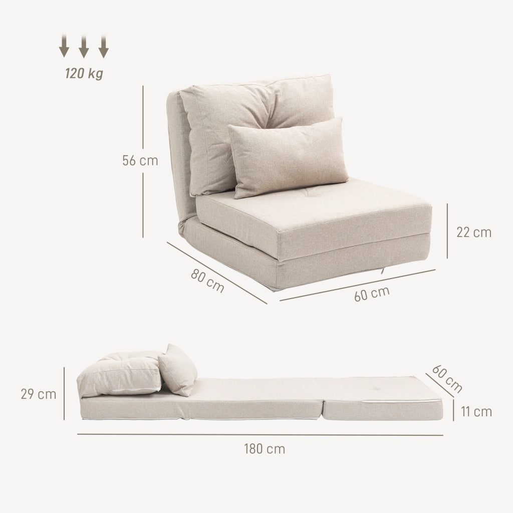 Poltrona letto regolabile ¨C zephmum ¨C beige con cuscino