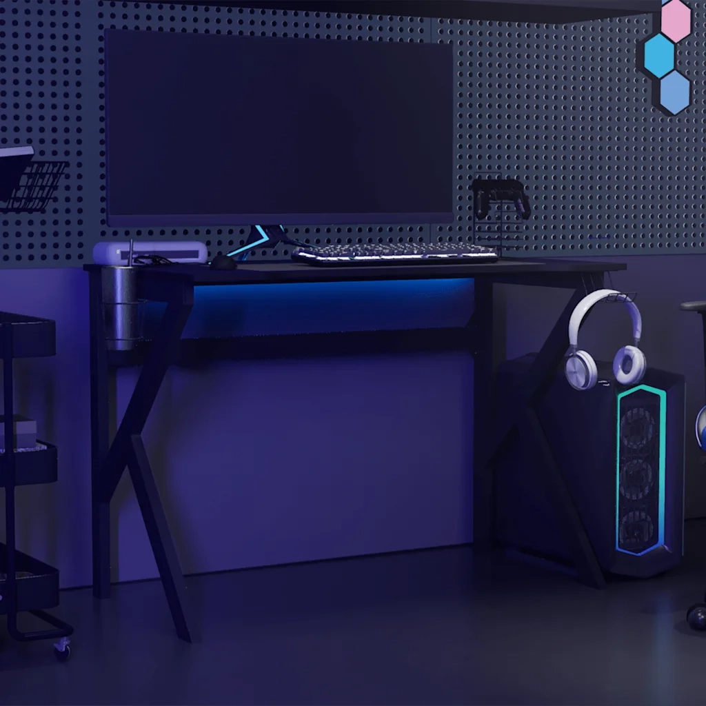 Scrivania da Gaming con Gambe a K Nera 110x60x75 cm