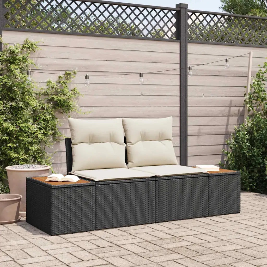 Divano da giardino Nero 184 x 62 x 85cm polyrattan 42006817