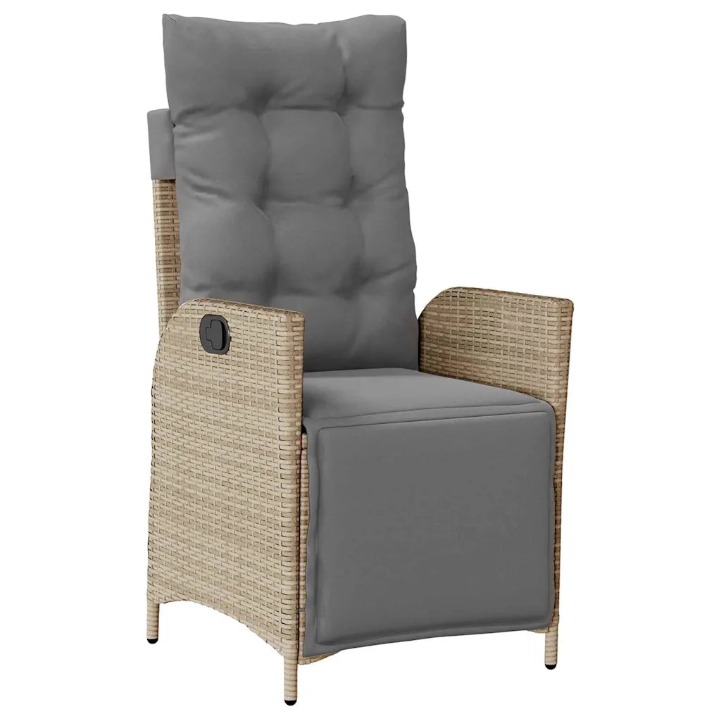 Set da Pranzo per Giardino con cuscino 5 pcs Beige polyrattan