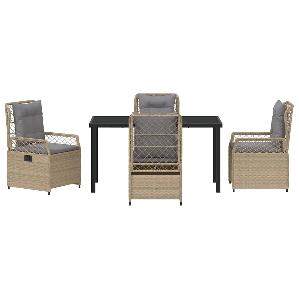 Set da Pranzo per Giardino 5 pcs Beige e Grigio Chiaro
