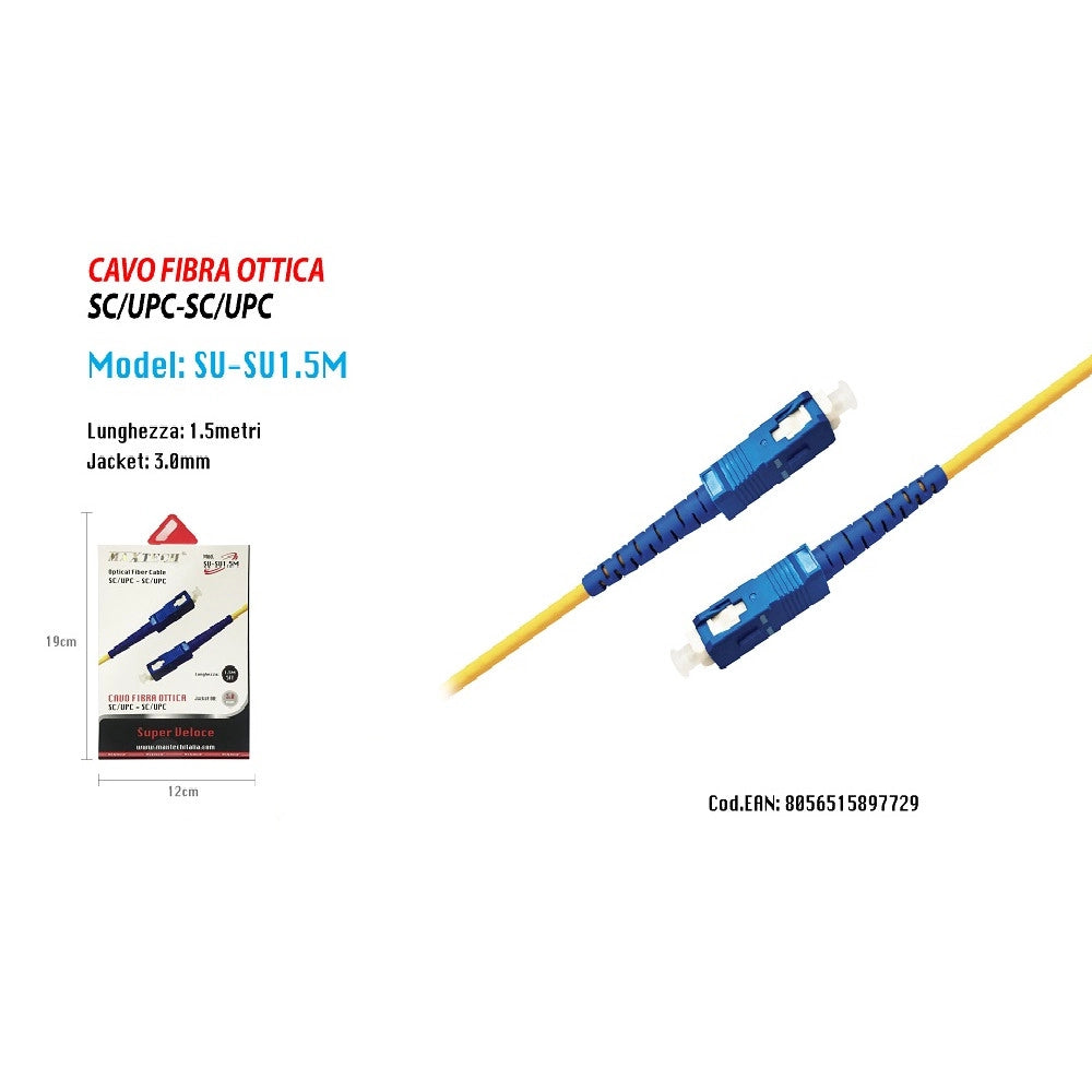 Trade Shop - Cavo Audio Fibra Ottica Connettore Rapido Sc Upc Cavo Optical Maxtech Su-su1.5m -