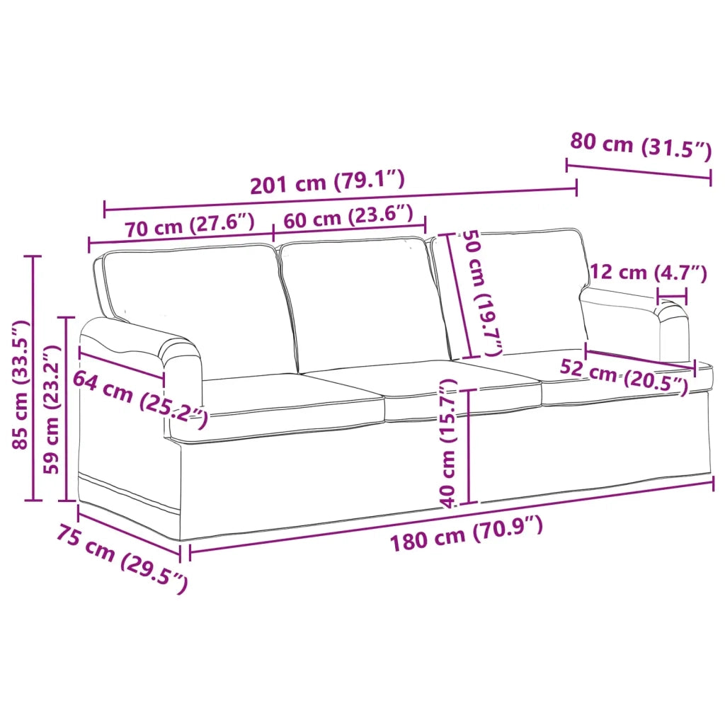 Set di divani 2 pcs Blu 201 x 80 x 85 cm Tessuto 3407610