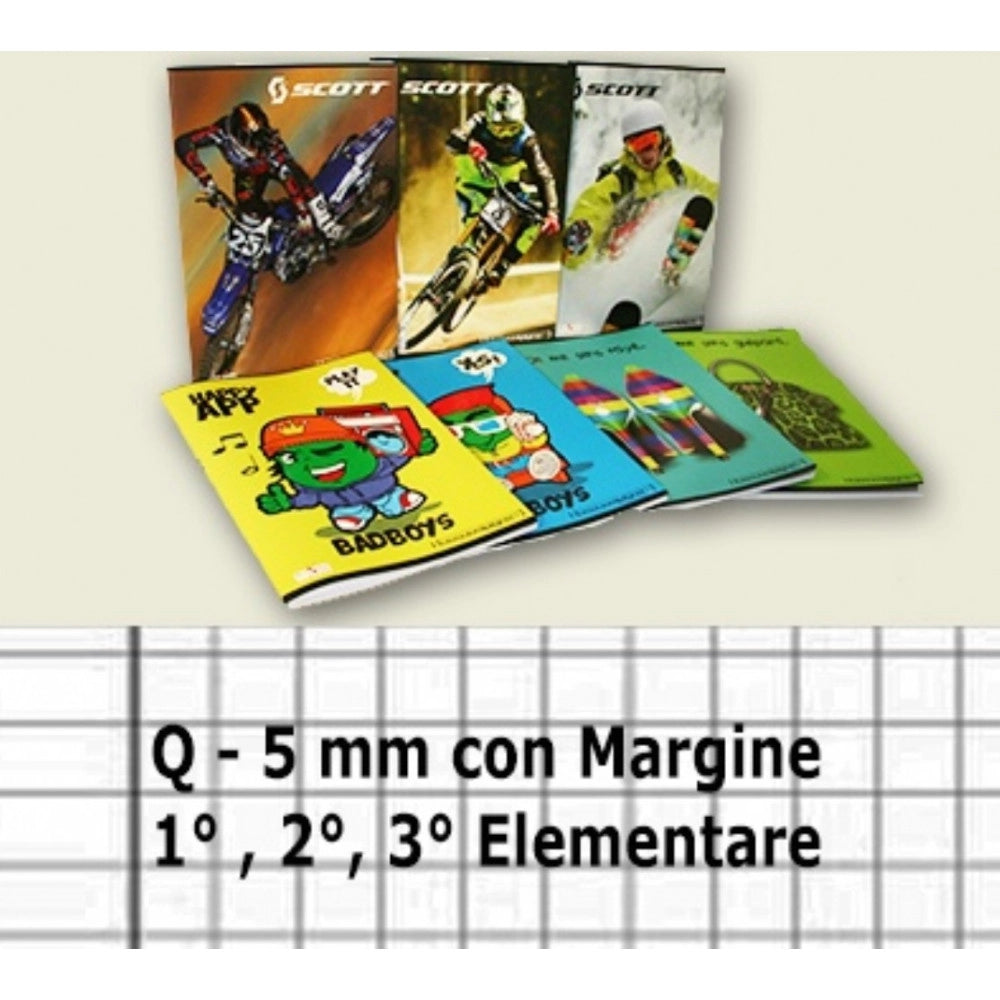 Trade Shop - 20 Pezzi Quadernoni Quadernone Quadretti Q - 5mm Con Margine 1° 2° 3° Elementare -