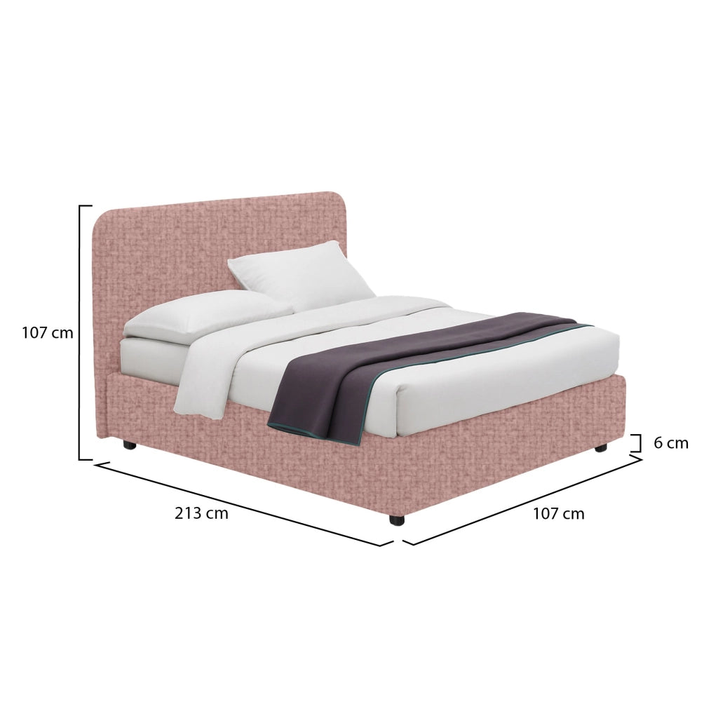 Slough, Letto Singolo Sfoderabile Made in Italy, Rosa