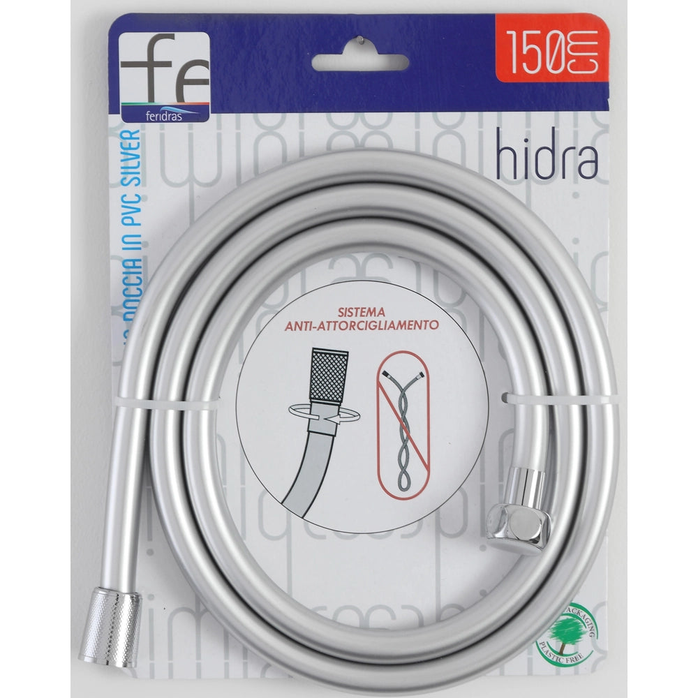LACCIO DOCCIA FLESSIBILE IN PVC 150cm GRIGIO 3 STRATI ANTITORSIONE FERIDRAS 017050