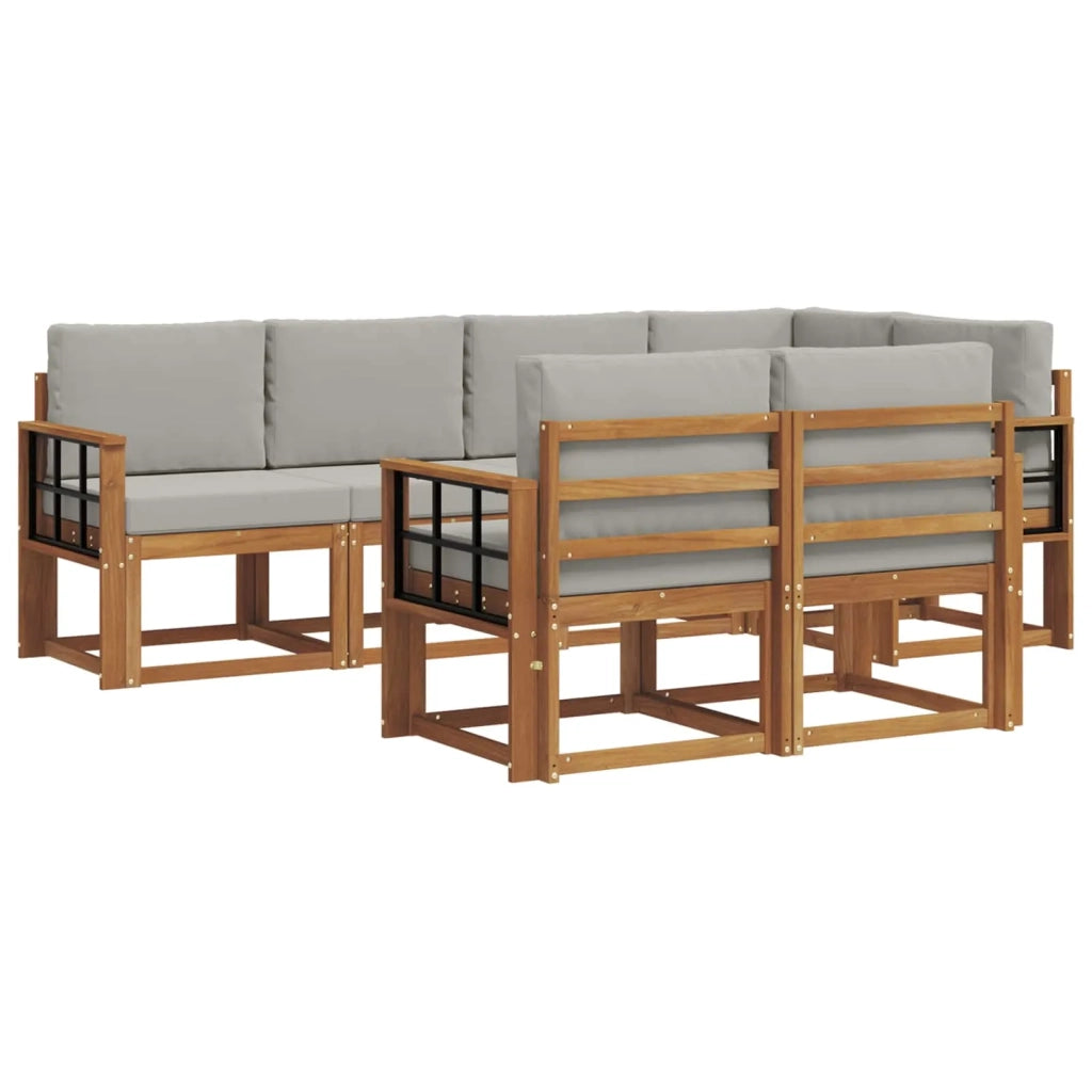 Set di divani da esterno 7 pcs Grigio Naturale e Chiaro 3366544