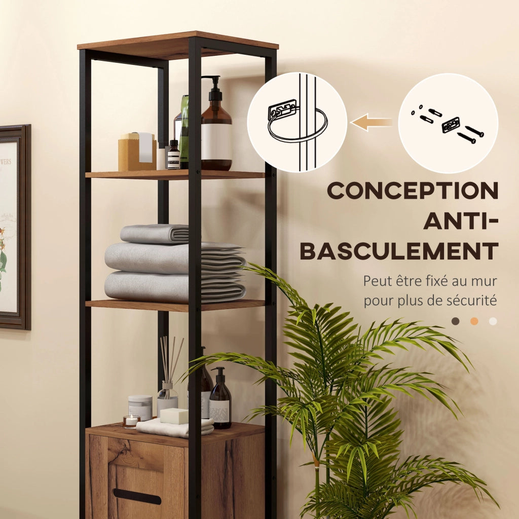 Colonna Bagno Industriale ¨C Zephmum ¨C Marrone Rustico 3 Ripiani Regolabili