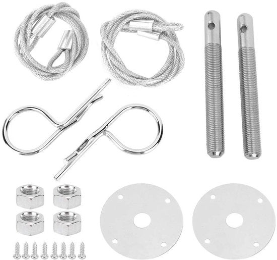 Kit di chiusura del cofano motore in acciaio inossidabile - Beugel - Clip - Sicurezza - Protezione del cofano motore - Cofano motore auto - Duraturo - Veicolo - Sicurezza del veicolo - Sistema di sicurezza del cofano motore