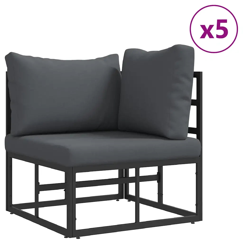 Set Divano da Giardino con cuscino 7 pcs Nero Acciaio