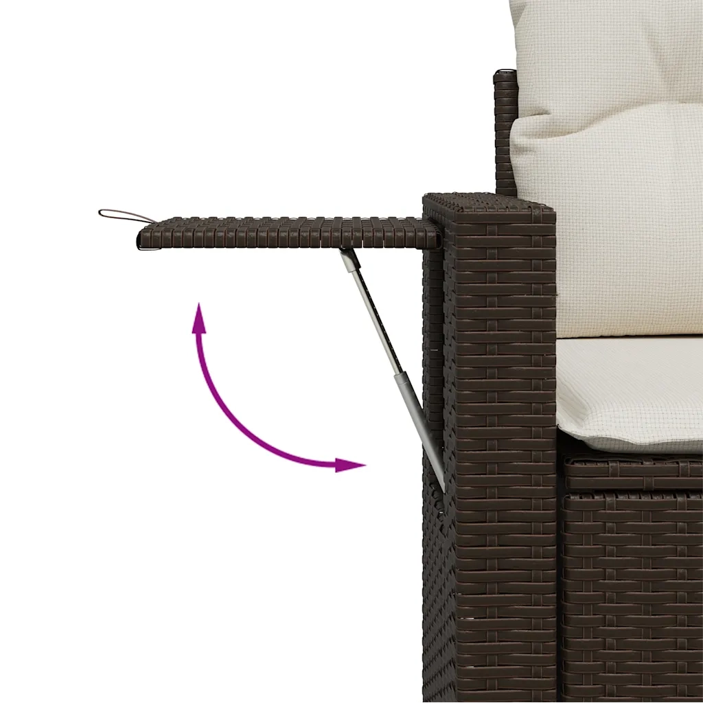 Set Divano da Giardino 5 pz con Cuscini-Sofa da Giardino-Divanetto da esterno Marrone in Polyrattan 609694