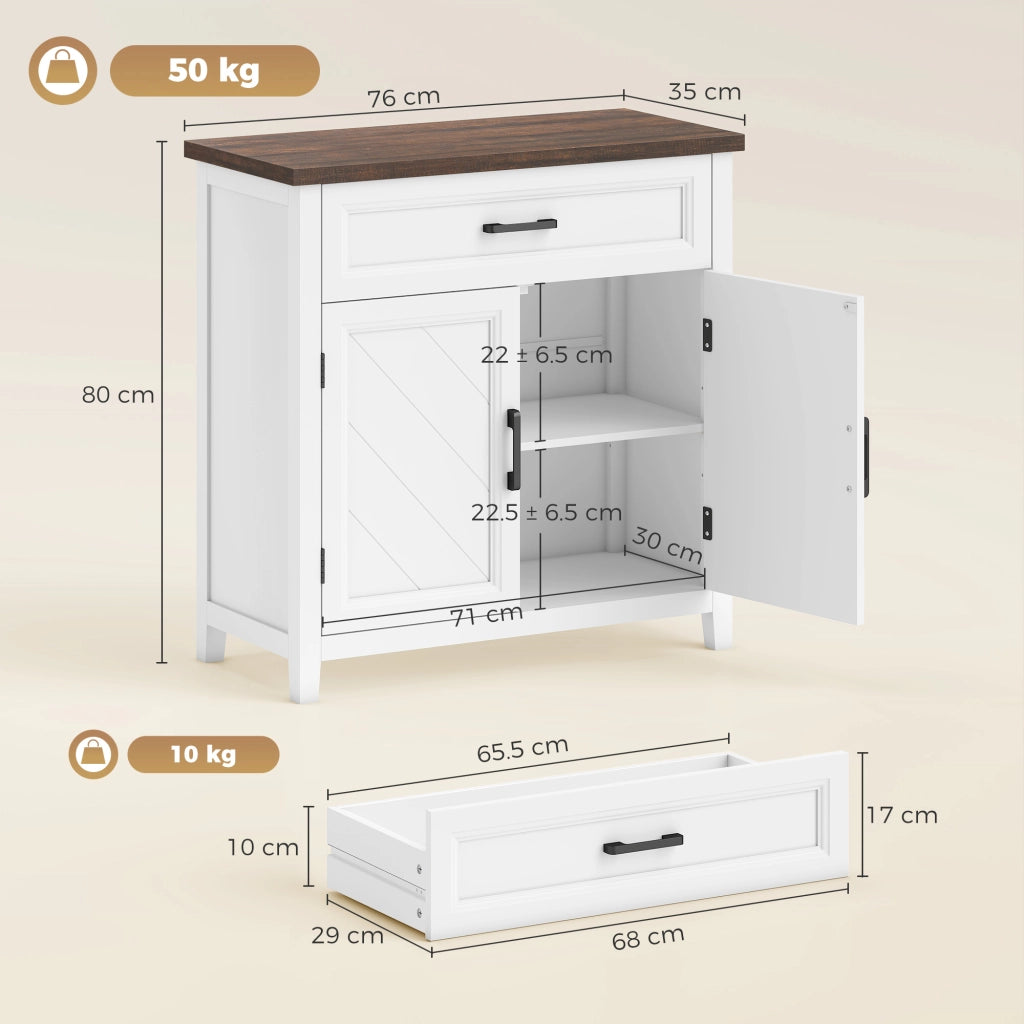 Credenza ¨C zephmum ¨C Rustico con Ripiano Regolabile, 2 Ante