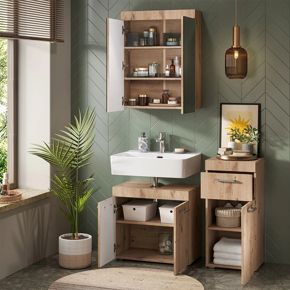 Specchio contenitore bagno Luna Quercia Wotan 60 x 77 cm Vicco