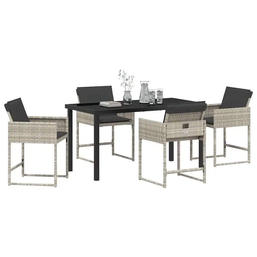 Set da Pranzo per Giardino 5 pcs Grigio chiaro polyrattan