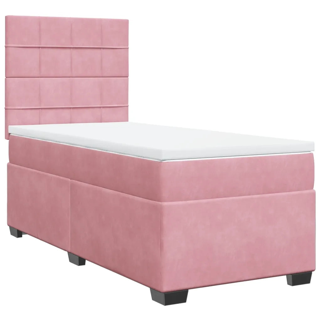 Giroletto a Molle con Materasso Rosa 90x190 cm in Velluto 3290791