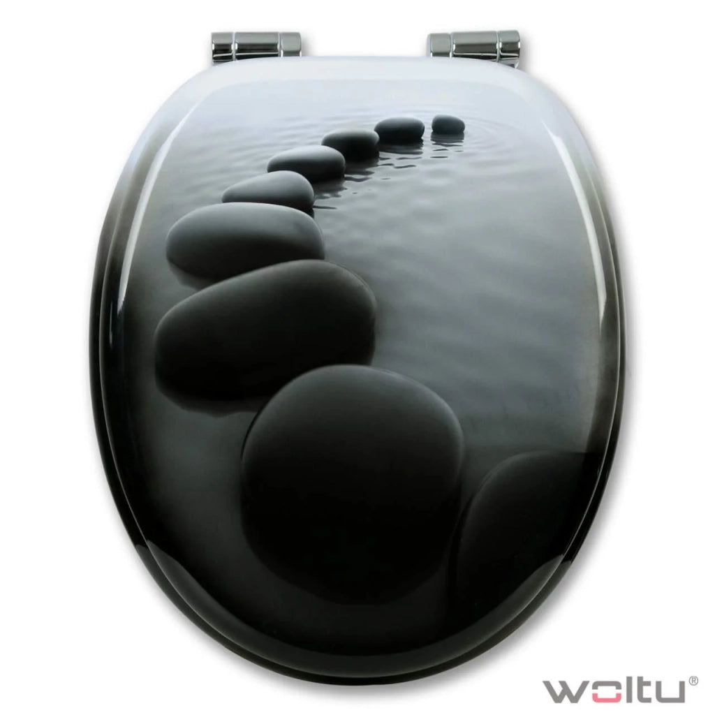 Sedile WC in MDF con motivo pietra nera 19_0000742