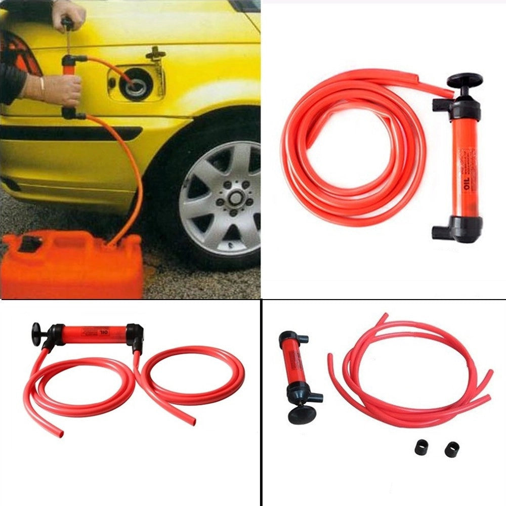 Trade Shop - Pompa A Sifone Aspira Liquidi Con Tubi Flessibili Travaso Benzina Gasolio Olio -