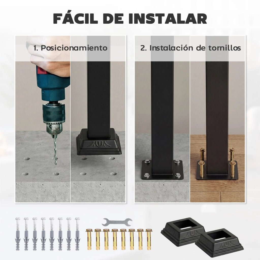 Corrimano per Scale 95 cm con Kit di Installazione ¨C Minimal ¨C Nero