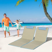 2 Materassini Da Spiaggia Pieghevoli Con Cuscino Beige 124 X 53 Cm In Poliestere