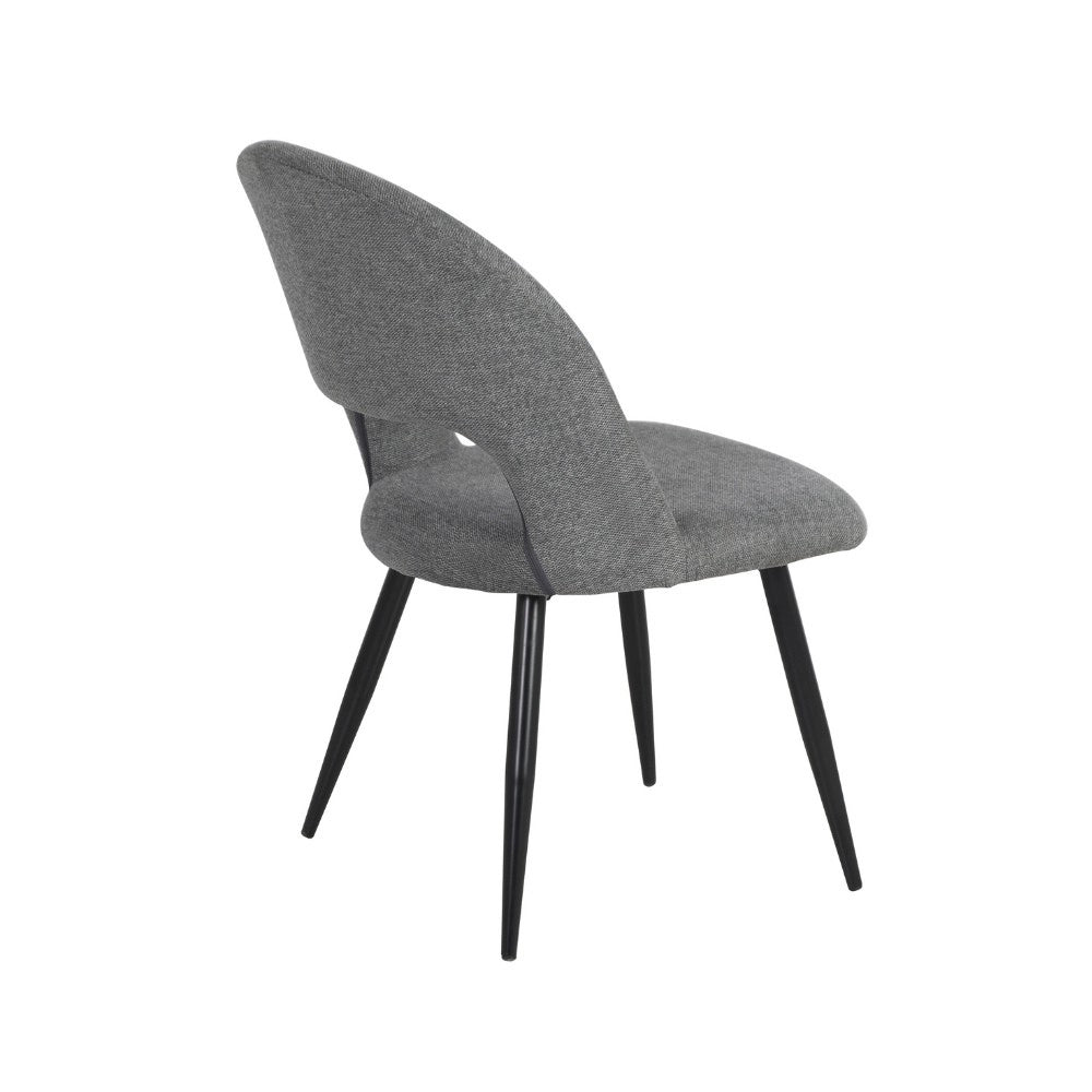 Set 2 Sedia in tessuto grigio e gambe nere Lunetta