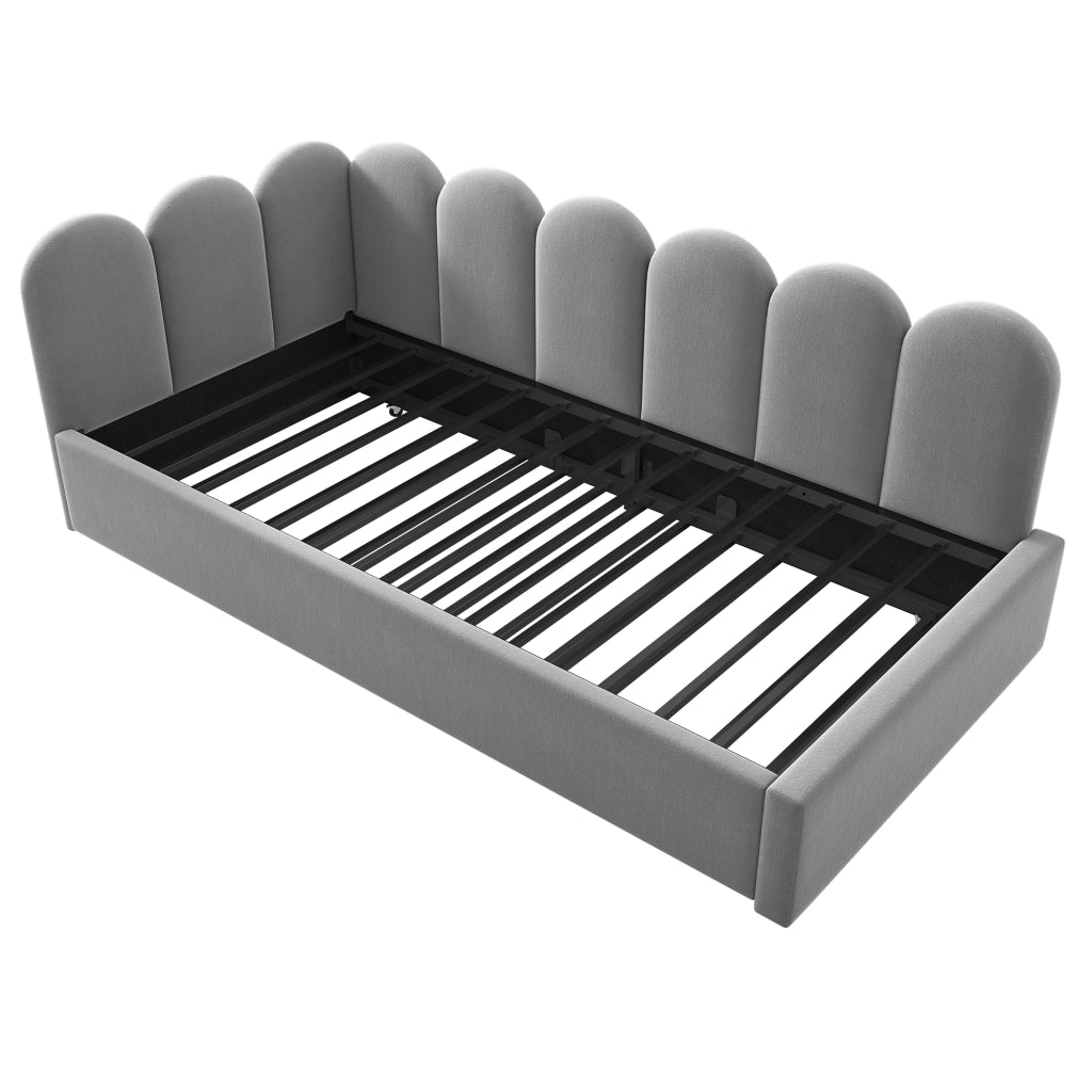 Daybed singolo – 90x200 cm – estraibile rete – velluto grigio