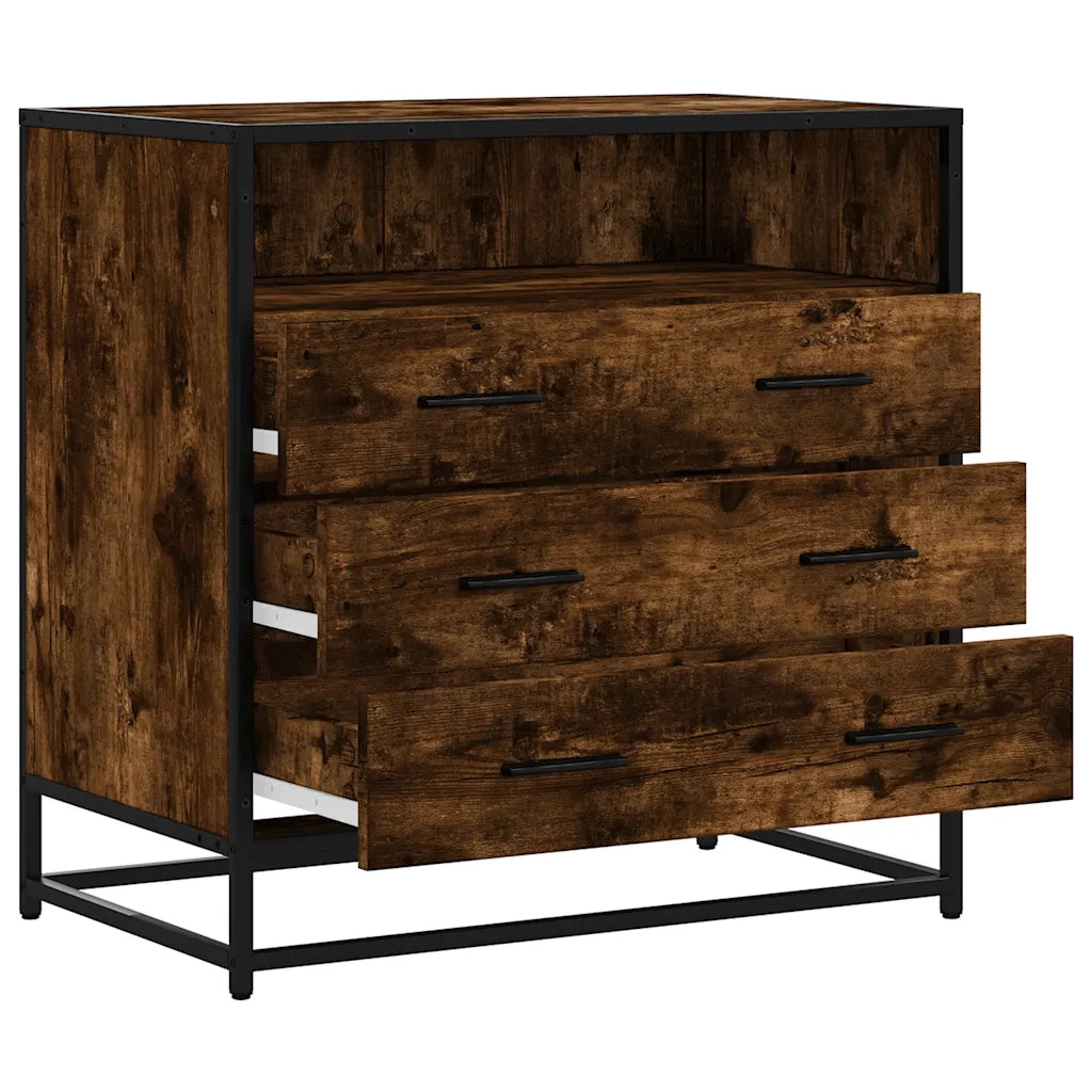 Cassettiera Rovere Fumo 70x41x70 cm in Legno Multistrato 849086