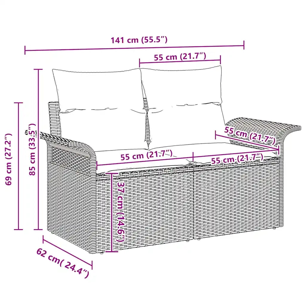 Set Divano da Giardino con cuscino 11 pcs Grigio chiaro 3357095