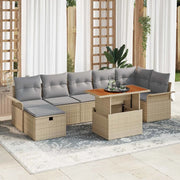 Set Divano da Giardino con cuscino 8 pcs Beige polyrattan 3359920