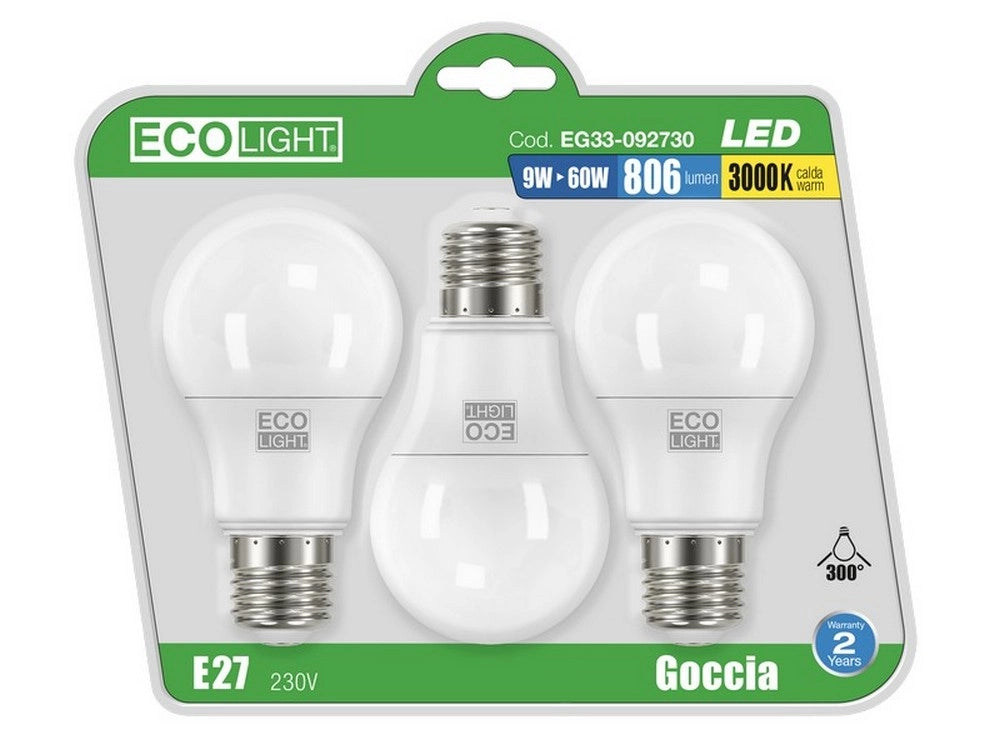 10cf lampada a led goccia e27 blister 3 pz. luce calda 12 w cod:ferx.vit44165