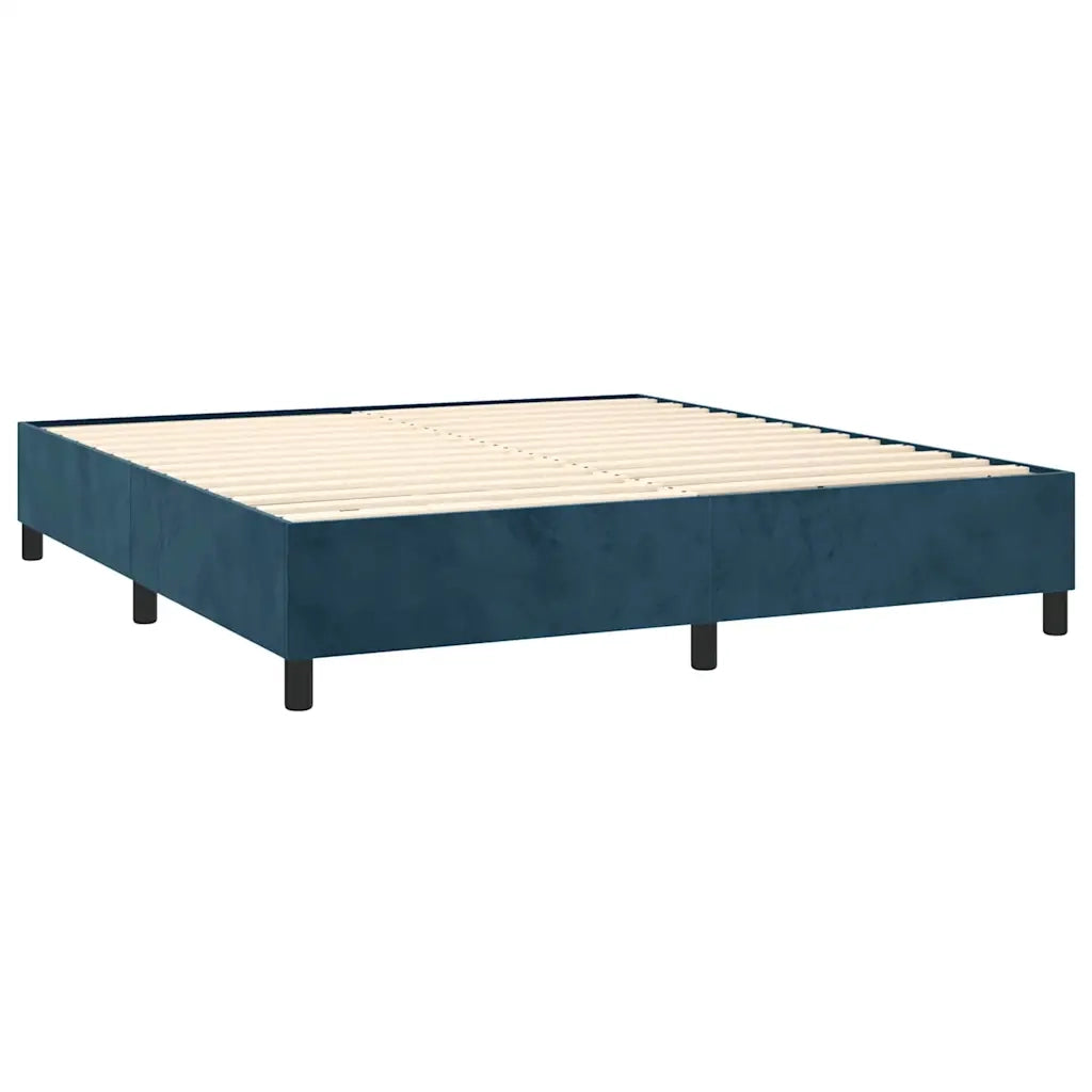 Giroletto a Molle con Materasso Blu Scuro 160x200 cm in Velluto 3129283