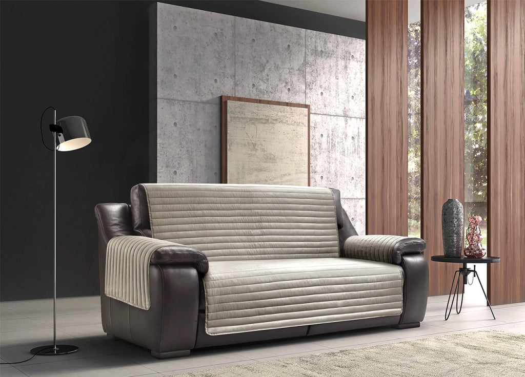Copridivano Antimacchia Trapuntato Modello Sofà Tortora-Beige - 4 Posti - Tortora-Beige