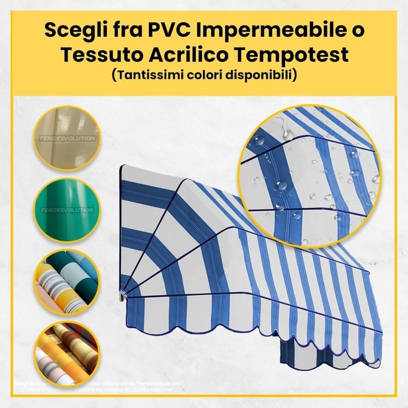 Tenda Sole Cappottina 5 Raggi, Telo PVC Rosa, Larghezza 2 x Sporgenza 0,80, UV-Resistente, Impermeabile - Giardino, Balcone