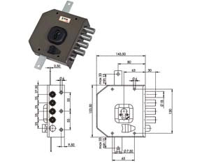 SERRATURA TRIPLICE DA APPLICARE CON SCROCCO CILINDRO EUROPEO G454- - mm.63 SX - 1 pezzi MOIA