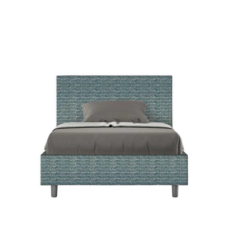 Letto imbottito 1 piazza e mezza 120x210 cm tessuto Aragona Adele - Senza rete,Blu