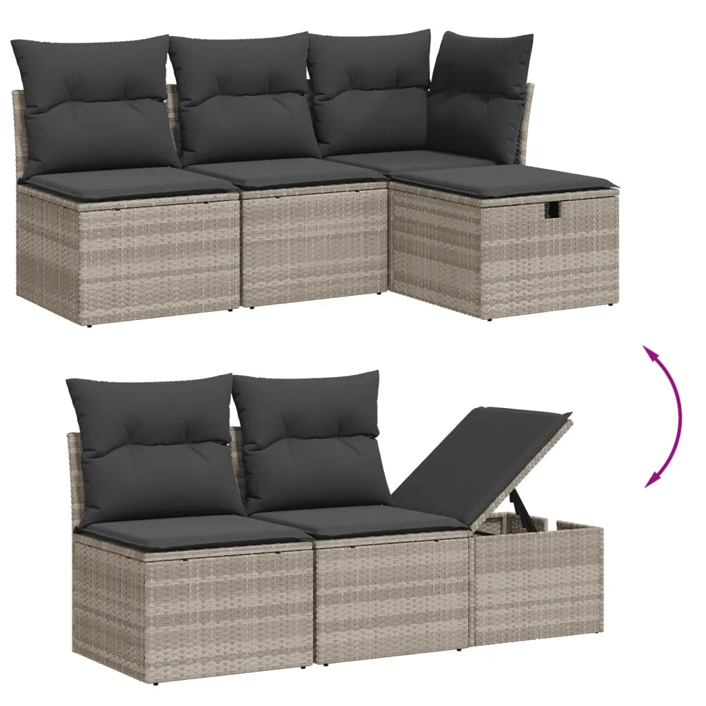 Set Divano da Giardino 6pz con Cuscini Grigio Chiaro Polyrattan 3264418