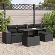 Set Divano da Giardino 6 pz con Cuscini Nero in Polyrattan 3326776