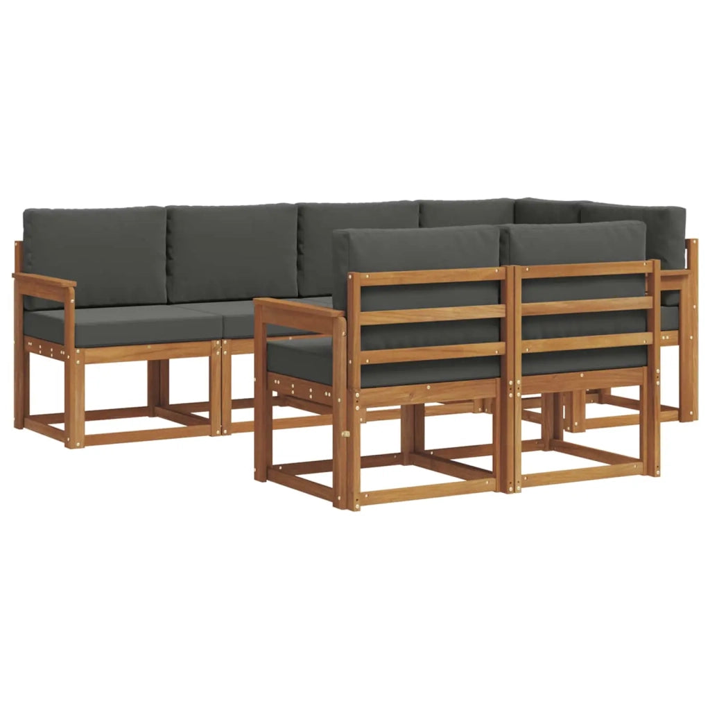 Set di divani da esterno con cuscino 7 pcs Naturale e Antracite 3366525