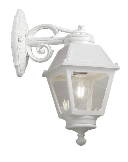 ALBA APPLIQUE CON LANTERNA INSTALLABILE SIA VERSO BASSO CHE ALTO 1 LUCE ATTACCO E27 BIANCO IP55