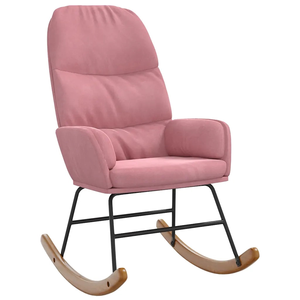 Sedia a Dondolo Rosa in Velluto