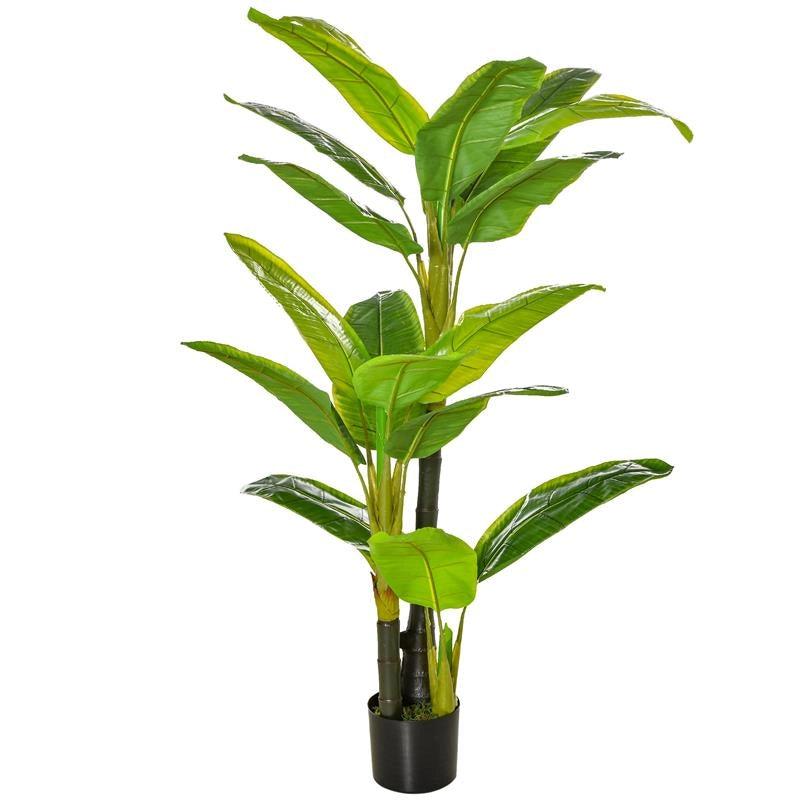 BANANO PIANTA IN VASO, ALBERO DI BANANO ARTIFICIALE, PIANTA FINTA PER INTERNO ED ESTERNO, 150CM