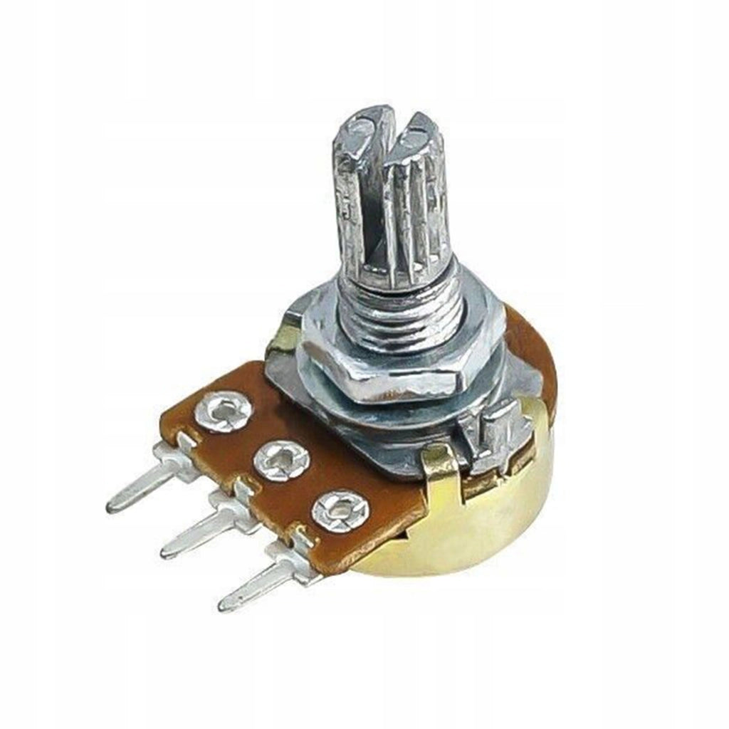 Potenziometro Lineare Rotativo B10K 10K Ohm – Metallo, Asse 15mm, 300° | Tolleranza +/- 20%, Potenza 0,125W