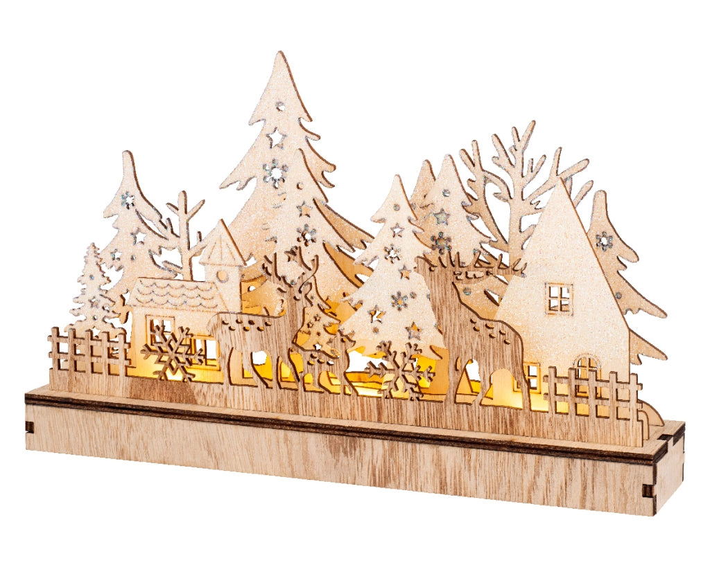 Paesaggio natalizio 10 LED 6x30x19 cm