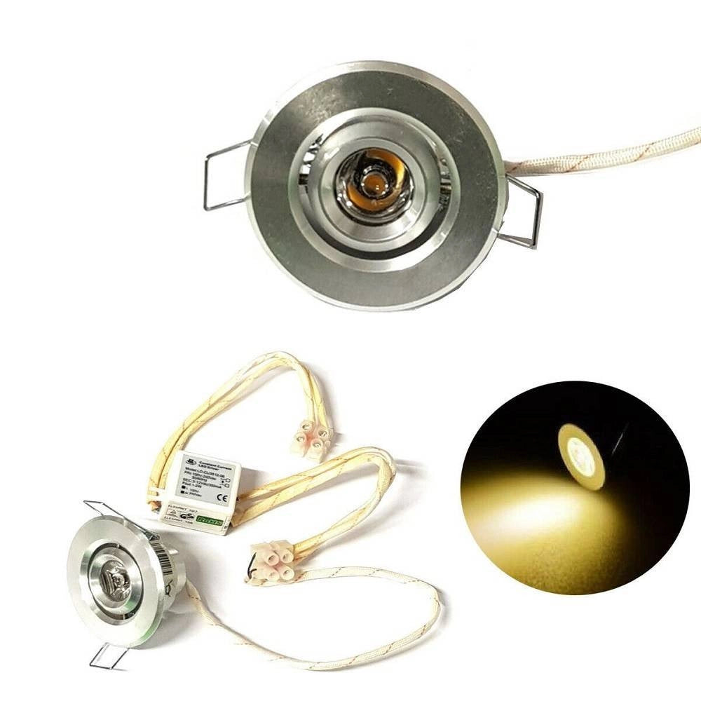 Trade Shop - Faretto Luce Calda A Led Mini 1 W Spot Orientabile Alette Segnapasso Con Driver -