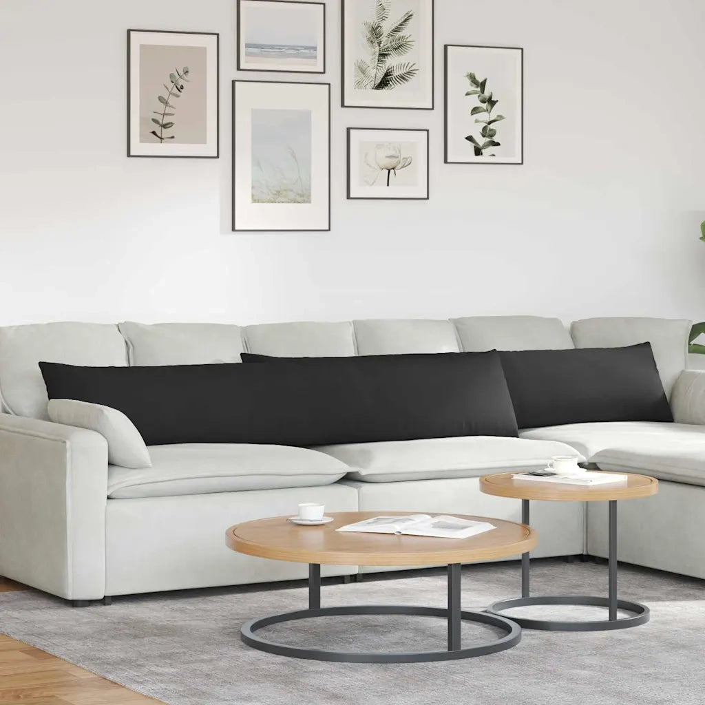 Cuscini da Divano 2 pcs Nero 200 x 40 cm Tessuto 42013900