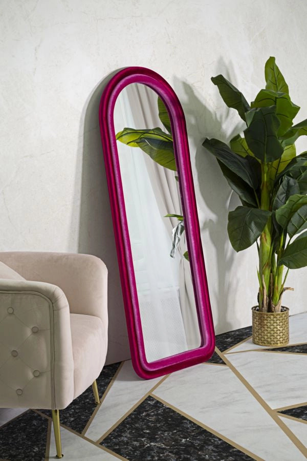 Specchio da muro cornice in velluto fuxia 60x4x160cm CLOE