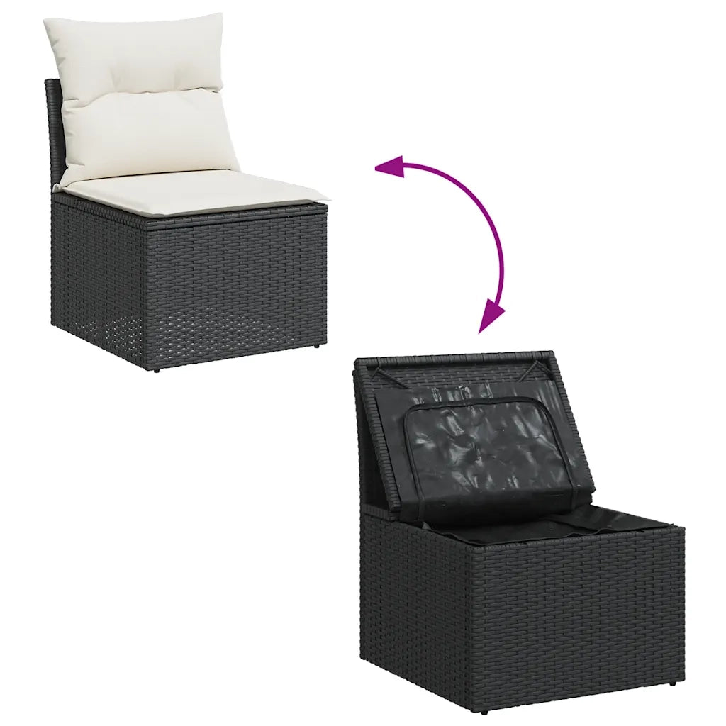 Set Divani da Giardino con Cuscini 7pz Nero Polyrattan 3325976